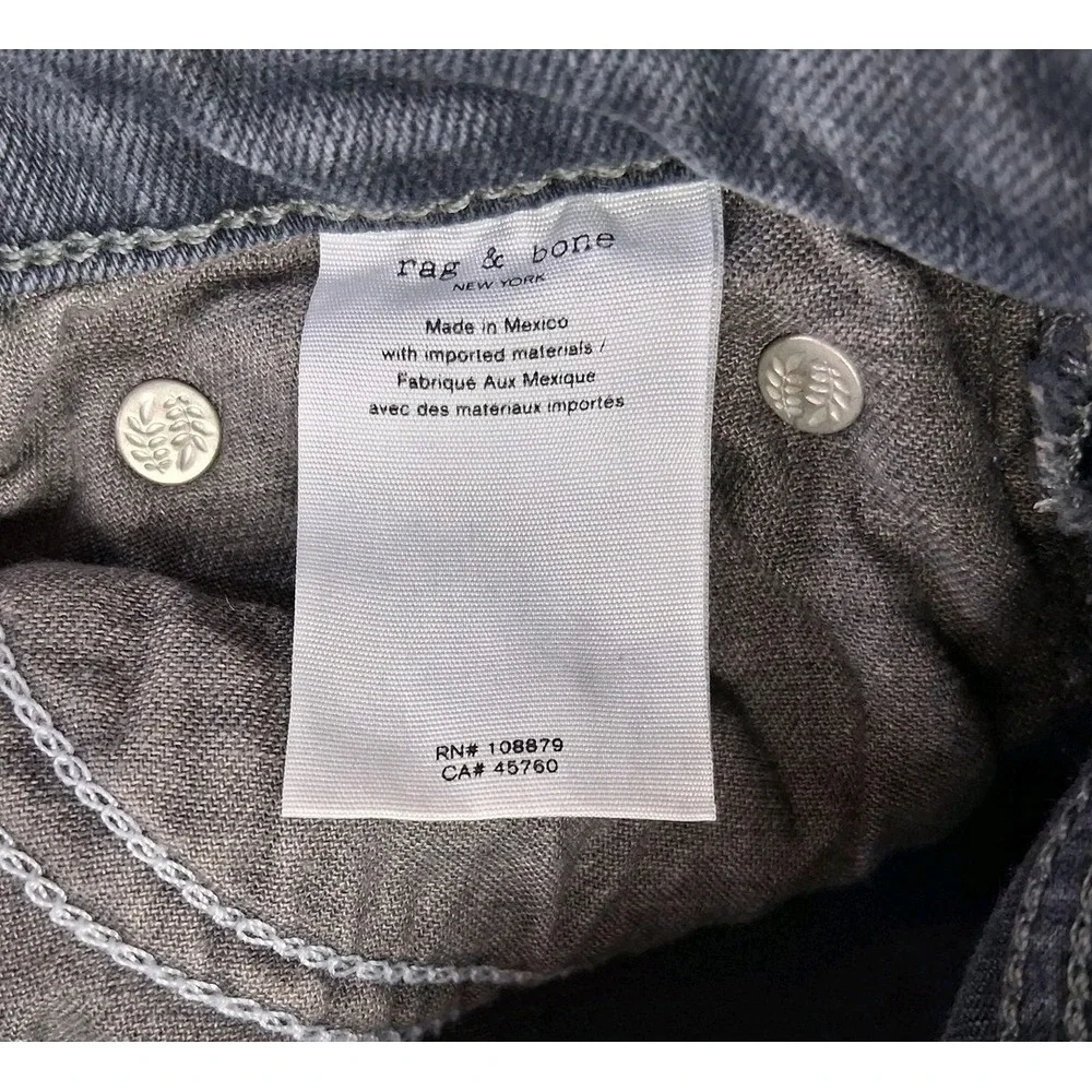 Rag & Bone Skinny Jeans Womens 26 Gray Minna High Rise Stretch Ankle Zip Denim_5